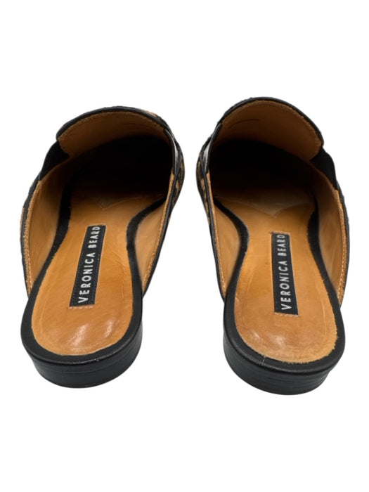 Veronica Beard Shoe Size 38 Brown & Black Leather Upper Leopard Print Flat Mules Brown & Black / 38