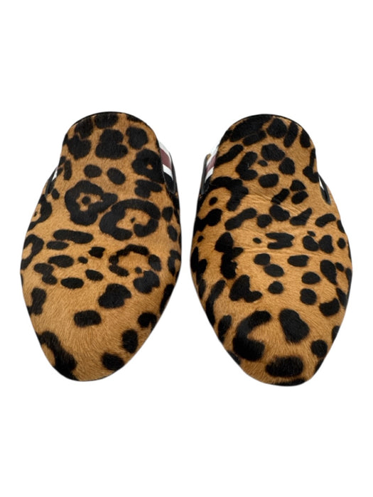Veronica Beard Shoe Size 38 Brown & Black Leather Upper Leopard Print Flat Mules Brown & Black / 38