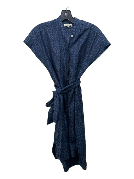 Ann Mashburn Size XS Blue & Light Blue Cotton Linen Cheetah Sleeveless Dress Blue & Light Blue / XS