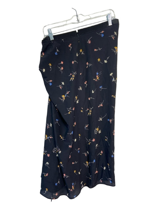 No 21 Size 46 Black & Multi Silk Floral Midi Gathered Detail Back Zip Skirt Black & Multi / 46