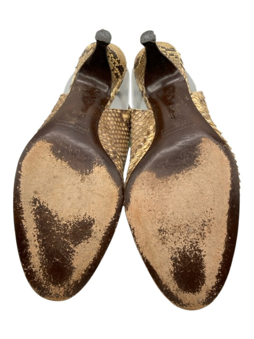 Marc Jacobs Shoe Size 38.5 Beige & Brown Leather Snakeskin Slingback Pumps Beige & Brown / 38.5