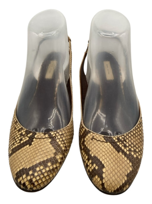 Marc Jacobs Shoe Size 38.5 Beige & Brown Leather Snakeskin Slingback Pumps Beige & Brown / 38.5