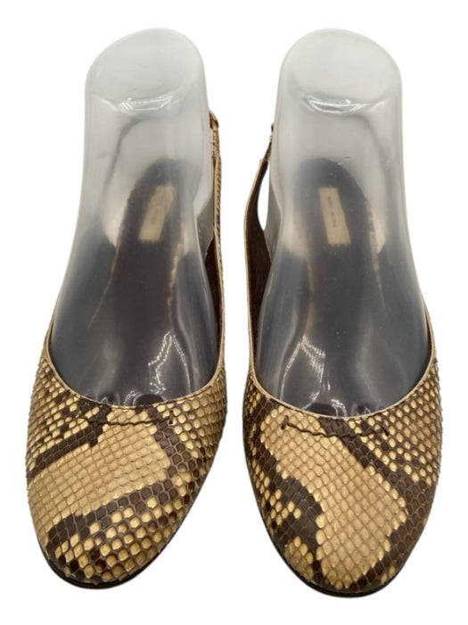 Marc Jacobs Shoe Size 38.5 Beige & Brown Leather Snakeskin Slingback Pumps Beige & Brown / 38.5