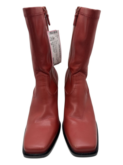 Stella McCartney Shoe Size 39 Burnt Orange & Black PU Leather Side Zip Boots Burnt Orange & Black / 39