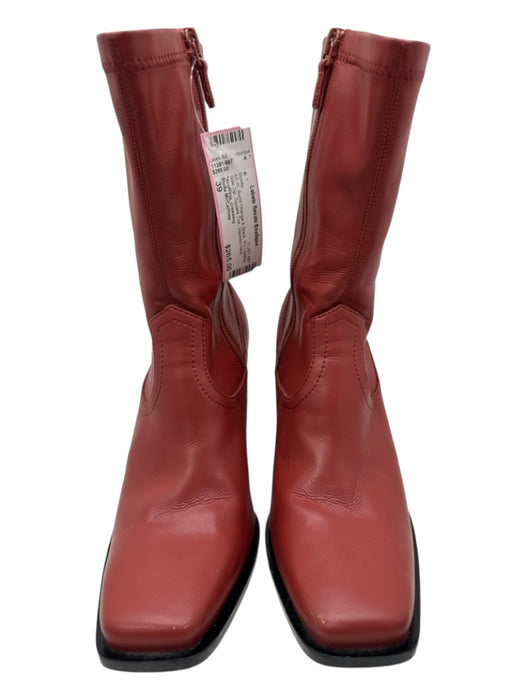 Stella McCartney Shoe Size 39 Burnt Orange & Black PU Leather Side Zip Boots Burnt Orange & Black / 39