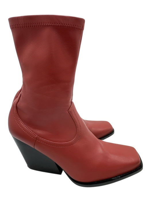 Stella McCartney Shoe Size 39 Burnt Orange & Black PU Leather Side Zip Boots Burnt Orange & Black / 39