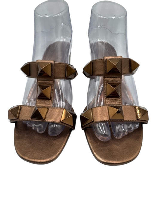 Valentino Garavani Shoe Size 38.5 Bronze Leather Sandal Large Studs Shoes Bronze / 38.5