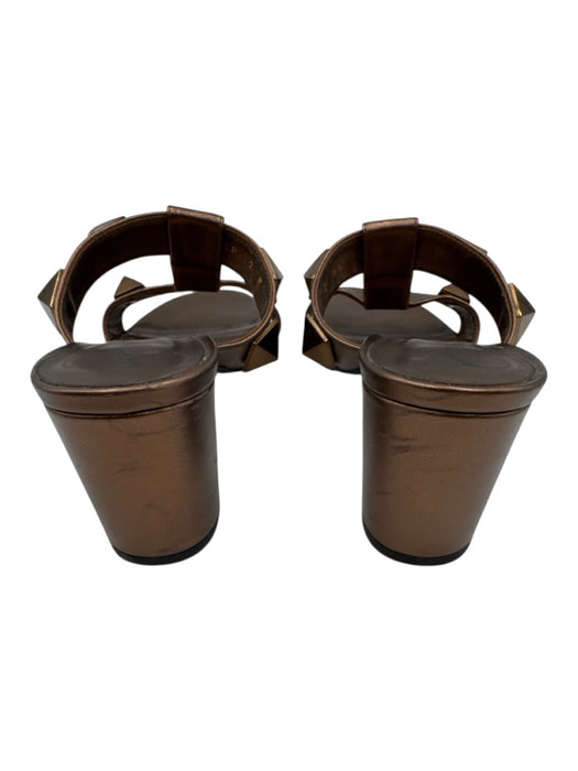 Valentino Garavani Shoe Size 38.5 Bronze Leather Sandal Large Studs Shoes Bronze / 38.5