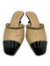 Chanel Shoe Size 38.5 Beige & Black Leather Upper Patent Toe Cap Mules Beige & Black / 38.5