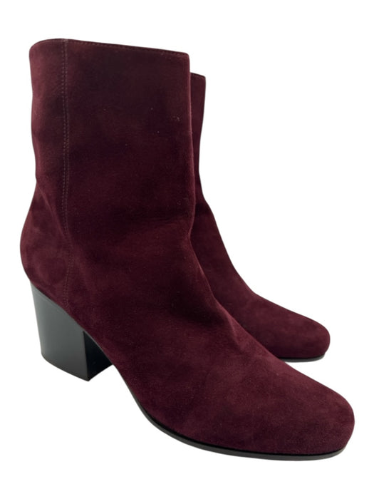 Dior Shoe Size 39 Maroon Purple Leather Upper Suede Side Zip Block Heel Boots Maroon Purple / 39