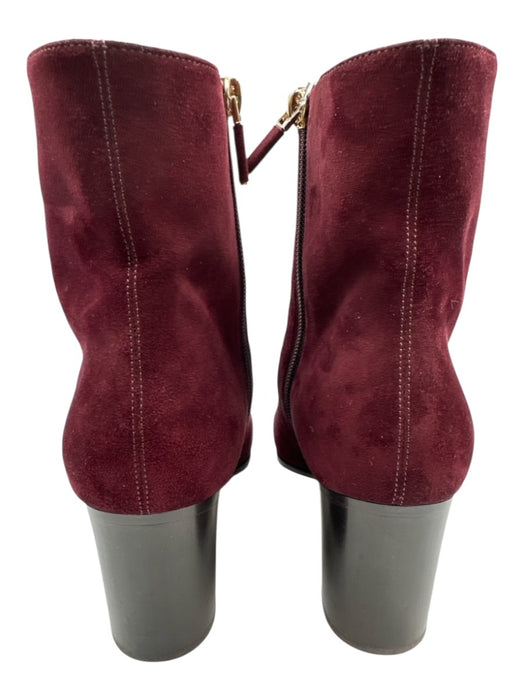 Dior Shoe Size 39 Maroon Purple Leather Upper Suede Side Zip Block Heel Boots Maroon Purple / 39