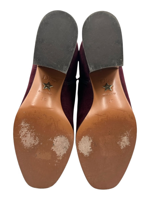 Dior Shoe Size 39 Maroon Purple Leather Upper Suede Side Zip Block Heel Boots Maroon Purple / 39