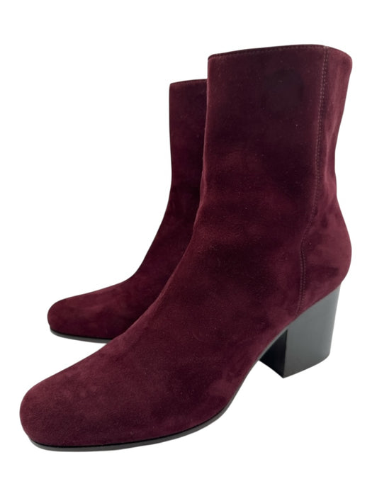 Dior Shoe Size 39 Maroon Purple Leather Upper Suede Side Zip Block Heel Boots Maroon Purple / 39