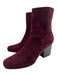 Dior Shoe Size 39 Maroon Purple Leather Upper Suede Side Zip Block Heel Boots Maroon Purple / 39
