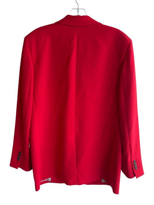 Theory Size 10 Red Triacetate Long Sleeve Shoulder Pads Solid Color Jacket Red / 10