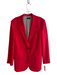 Theory Size 10 Red Triacetate Long Sleeve Shoulder Pads Solid Color Jacket Red / 10