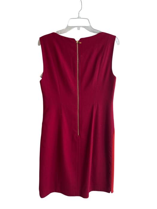 Elie Tahari Size 12 Red Wool Blend Sleeveless Two Tone Zip Back Round Neck Dress Red / 12
