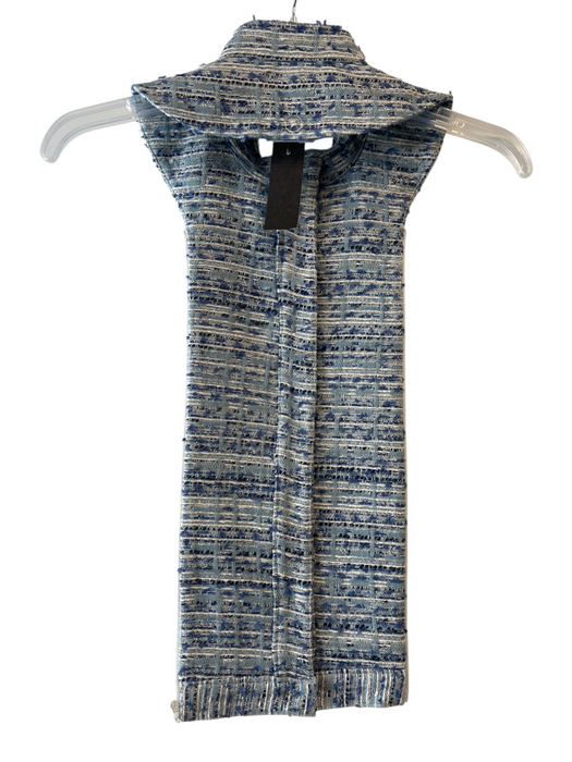 Veronica Beard Blue Cotton Blend Tweed Silver Hardware Zip Accessories - Women Blue