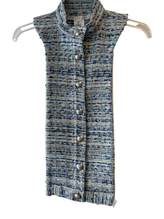 Veronica Beard Blue Cotton Blend Tweed Silver Hardware Zip Accessories - Women Blue