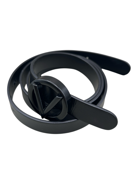 Valentino Black Leather Logo solid color Belts Black / L