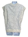Brunello Cucinelli Size M White Polyester & Cotton Textured Floral V Neck Top White / M