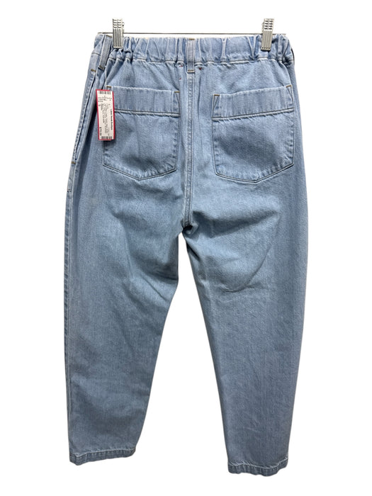 XiRENA Size S Light Blue Cotton Elastic Waist Button Fly Patch Pockets Pants Light Blue / S