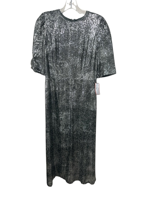 Ann Mashburn Size S Olive Metallic Polyester & Silk Shimmer Back Zip Dress Olive Metallic / S