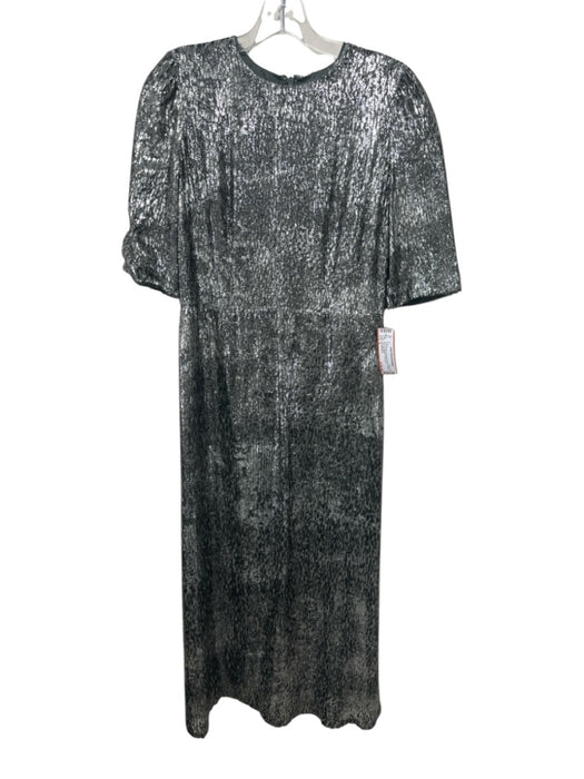 Ann Mashburn Size S Olive Metallic Polyester & Silk Shimmer Back Zip Dress Olive Metallic / S