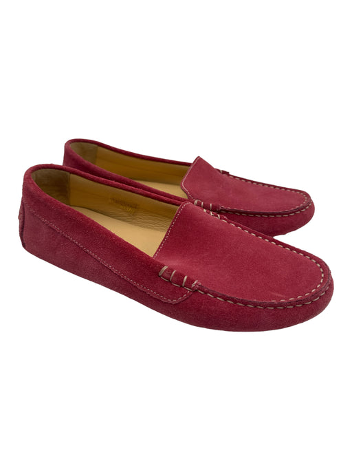 M. Gemi Shoe Size 37 Fuschia Suede Leather Round Toe Contrast Stitching Loafers Fuschia / 37