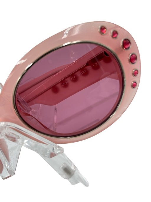 Swarovski Pink Acetate Crystal Detail Oval Pink Lens Sunglasses Pink
