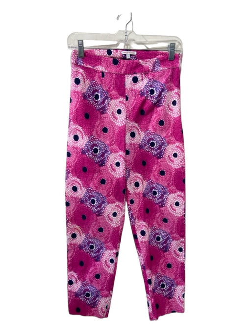 Frances Valentine Size 4 Pink, Purple & Navy Blue Side Zip Floral Tapered Pants Pink, Purple & Navy Blue / 4