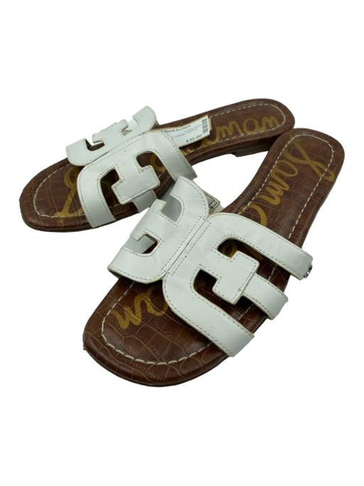 Sam Edelman Shoe Size 6.5 White & Brown Leather Cut Out Open Toe Sandals White & Brown / 6.5