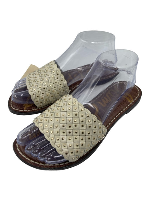 Sam Edelman Shoe Size 7 Cream & Gold Leather Studded Open Toe Sandals Cream & Gold / 7
