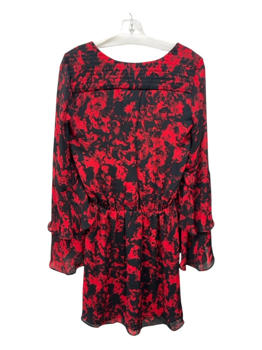 Parker Size XS Black & Red Polyester Keyhole Back Floral V Neck Dress Black & Red / XS