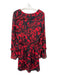 Parker Size XS Black & Red Polyester Keyhole Back Floral V Neck Dress Black & Red / XS