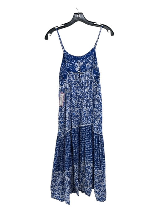 Poupette St. Barth Size XS Blue & White Viscose Spaghetti Strap Floral Dress Blue & White / XS