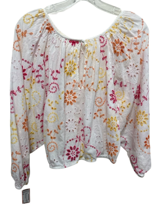 Maeve Size XS White & Multi Cotton broderie anglaise Puff Sleeves Top White & Multi / XS