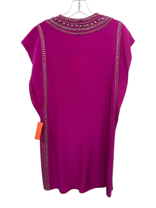 Calypso Size XS Hot pink Silk Embellished Split V neckline Dress Hot pink / XS
