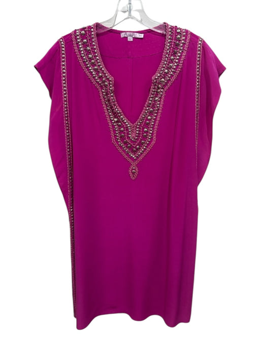 Calypso Size XS Hot pink Silk Embellished Split V neckline Dress Hot pink / XS