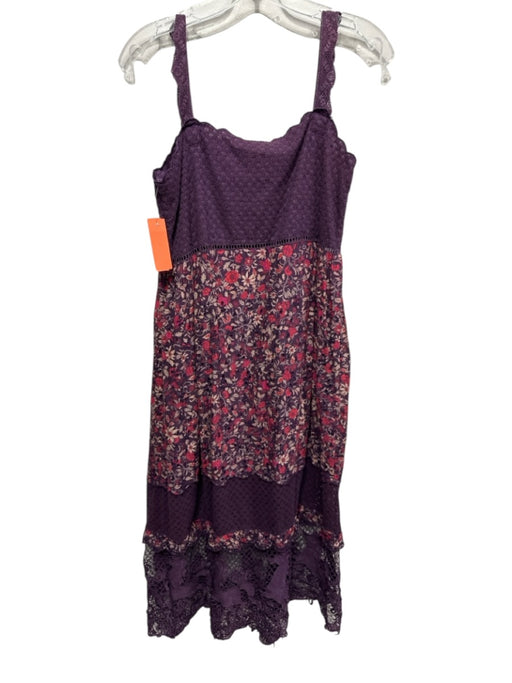 Farm Rio Size S Purple & Multi Cotton floral print Tiered Sleeveless Dress Purple & Multi / S
