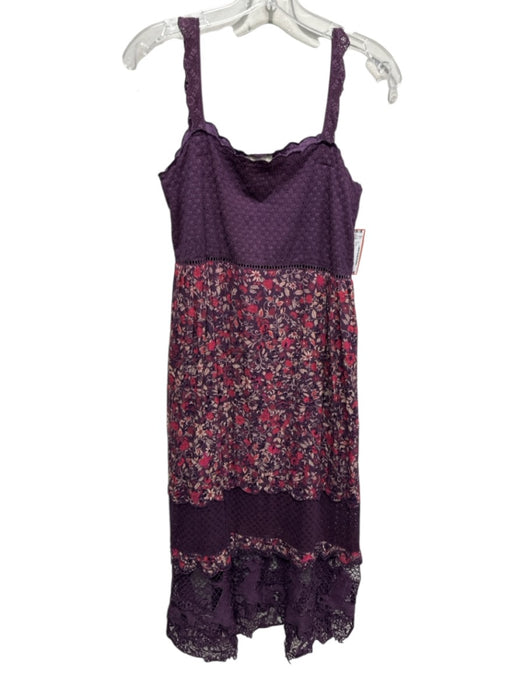 Farm Rio Size S Purple & Multi Cotton floral print Tiered Sleeveless Dress Purple & Multi / S