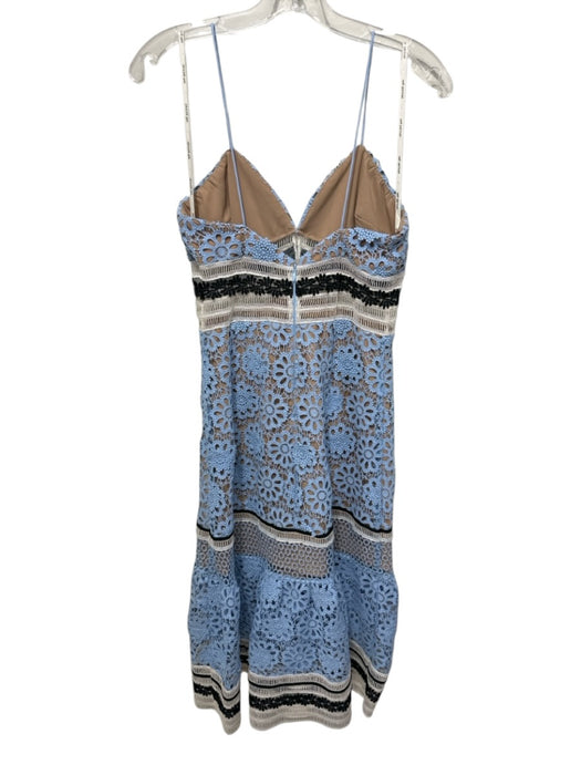 Self-Portrait Size 6 Blue & Multi Spaghetti Straps Crochet Lace Dress Blue & Multi / 6