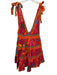 Farm Rio Size S Red & Multi Cotton Side Zip All Over Print Tie Straps Dress Red & Multi / S