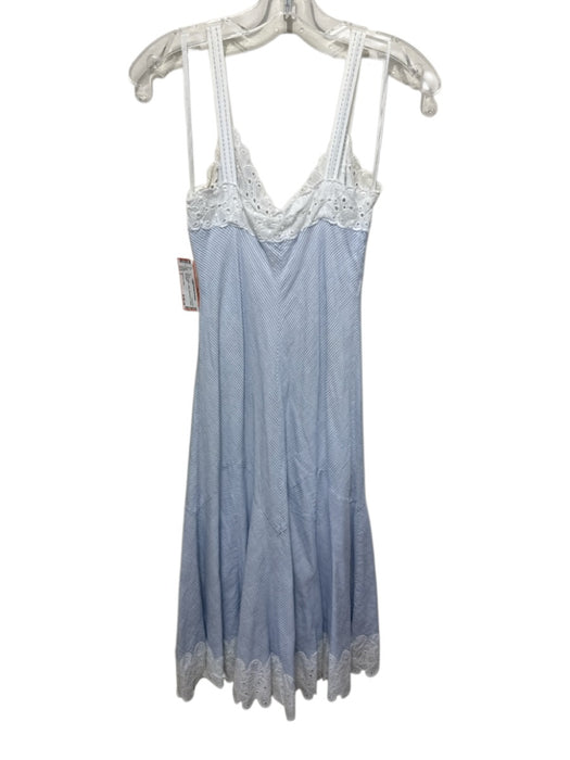 Rebecca Taylor Size 2 Blue & White Cotton Sleeveless V Neck Dress Blue & White / 2