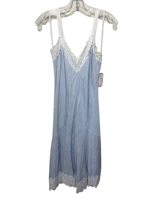 Rebecca Taylor Size 2 Blue & White Cotton Sleeveless V Neck Dress Blue & White / 2