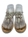 Chanel Shoe Size 37 Silver Leather Thong Ankle Strap Sandals Silver / 37
