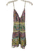 Alice + Olivia Size 4 Purple & Multi Cotton Floral Spaghetti Strap Dress Purple & Multi / 4