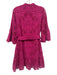 Farm Rio Size S Fuchsia Pink Cotton Eyelet 3/4 Flare Sleeve Button Front Dress Fuchsia Pink / S
