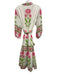 Sue Sartor Size S White, Green & Pink Cotton Floral 3/4 Balloon Sleeve Dress White, Green & Pink / S