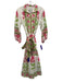 Sue Sartor Size S White, Green & Pink Cotton Floral 3/4 Balloon Sleeve Dress White, Green & Pink / S